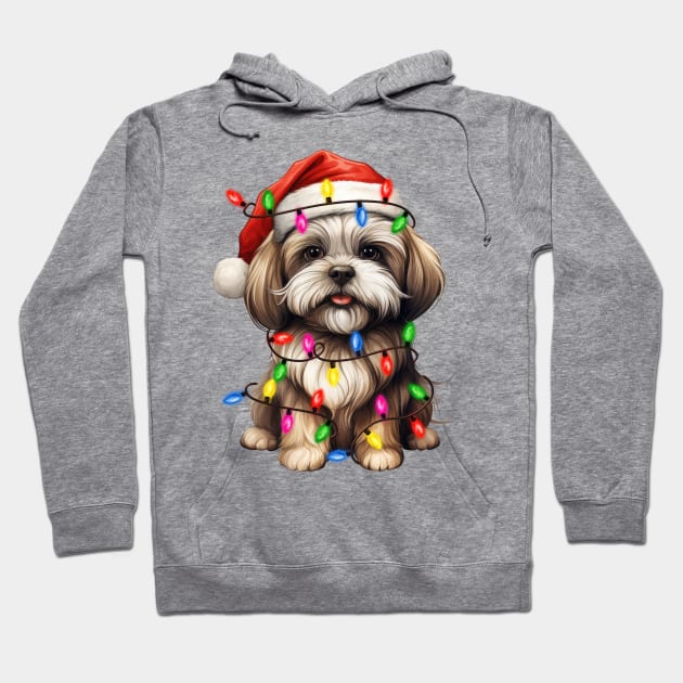 Christmas Lhasa Apso Hoodie by Chromatic Fusion Studio